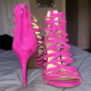 Pink Strappy Cage Heel